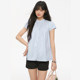 
Pink ers co-branded summer small fresh design small stand collar shirt loose fly sleeve pinch pleated shirt for women