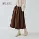 BSiEE belt corduroy skirt new year autumn and winter retro high waist slimming mid-length A-line skirt