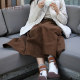 BSiEE belt corduroy skirt new year autumn and winter retro high waist slimming mid-length A-line skirt