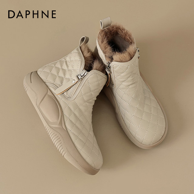 Daphne thick-soled snow boots for women 2025 new winter velvet warm bread cotton shoes waterproof anti-slip short boots