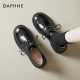 Daphne black leather shoes for women 2025 new summer Brock Oxford women's shoes lace-up versatile loafers
