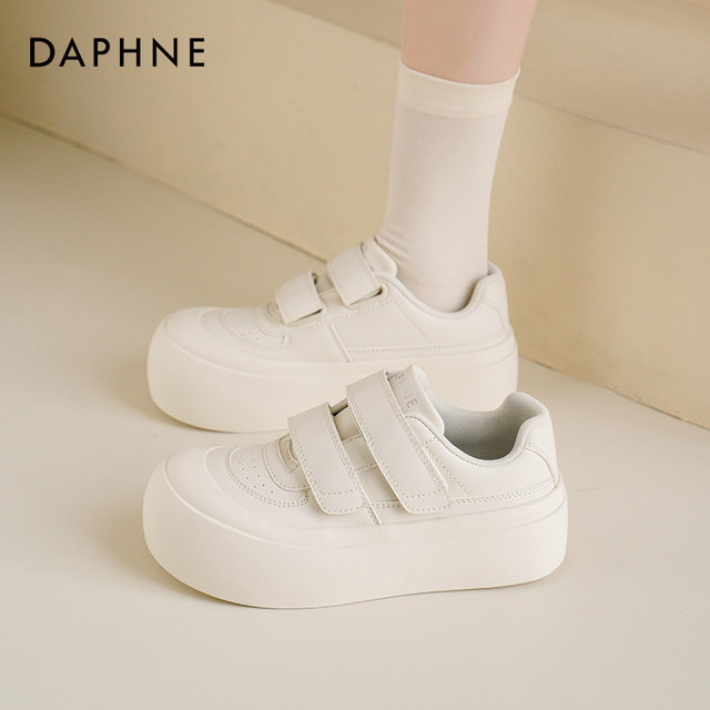 Daphne thick sole white shoes for women in autumn 2025 new Velcro big toe shoes white board shoes sports casual shoes