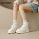 Daphne white snow boots for women 2024 new winter thick sole plus velvet thickened waterproof large cotton shoes heightened short boots
