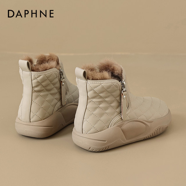 Daphne thick-soled snow boots for women 2025 new winter velvet warm bread cotton shoes waterproof anti-slip short boots