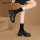 Daphne black thick-soled loafers for women 2025 new summer hot British style leather shoes for one foot