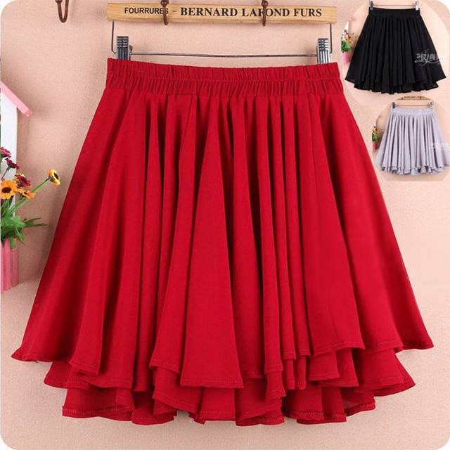 Female A -shaped gauze skirt Skirt chiffon half -body skirt puff skirt skirt skirt spring and summer large size bottom high waist half skirt
