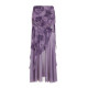 Eilove purple charm new Chinese -style printed skirt feminine slim body mesh stitching irregular fishtail skirt
