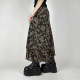 eilove Wasabi Medium-style mesh printed skirt for women with ruffle edge splicing low waist slim straight midi skirt
