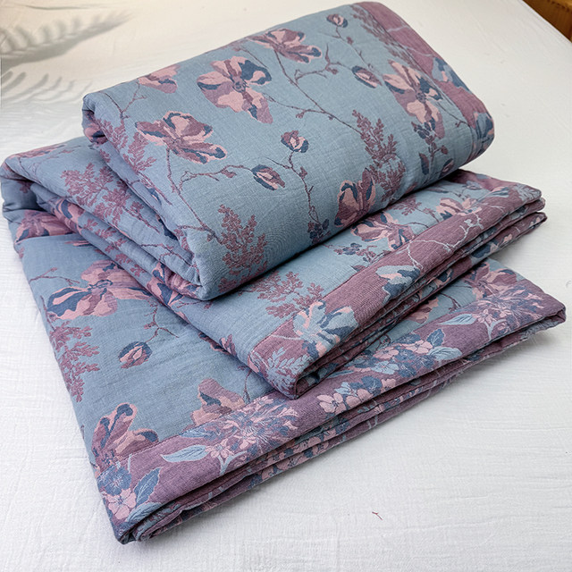 Category A maternal and infant grade cotton yarn-dyed double-layer gauze thin quilt summer air-conditioning quilt pure cotton aerobic summer cooling quilt quilt core