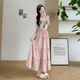 White skirt for women in spring and autumn 2025 new high-waisted slim A-line long skirt with small and fluffy cake skirt
