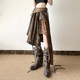 IUAE stray hippie light asymmetrical design skirt for women niche splicing retro midi skirt
