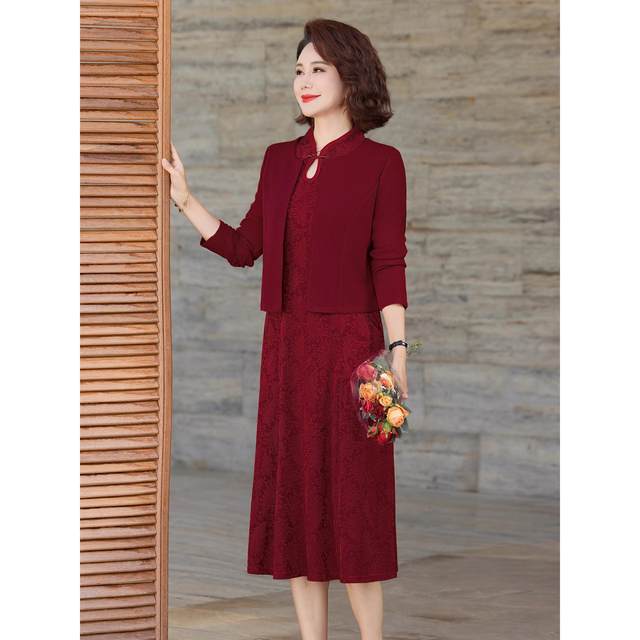 Mother's dress, cheongsam, skirt for October wedding, daughter's wedding dress, mother-in-law's wedding banquet dress, two-piece set