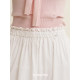 Kroche 25ss long cotton French embroidered lace spliced ​​high waist A-line skirt