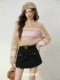 Kroche wool blend contrast stripes loose casual lazy style knitted pullover sweater