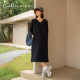 Yiao Spring 2025 new pure cotton loose casual slim large size over-knee slit long skirt base dress
