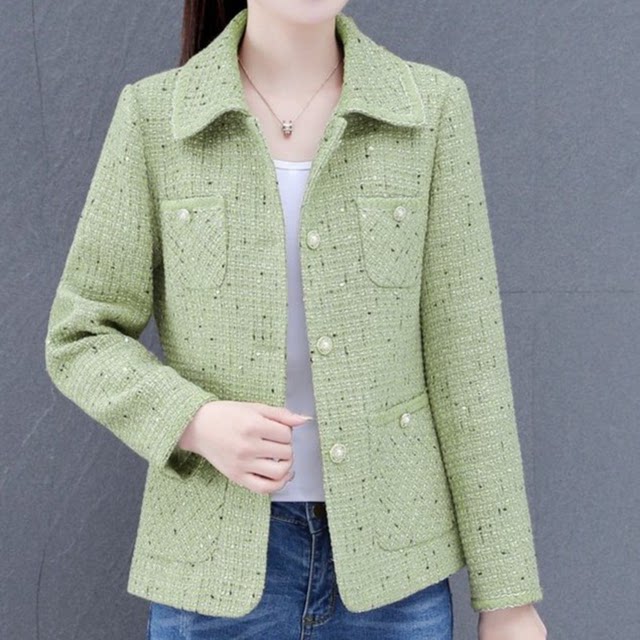 2024 Spring and Autumn New Fashion Mom Clothing Little Flavor Jacket Women's Versatile Slim Suit Middle-aged and Elderly Fashionable Top
