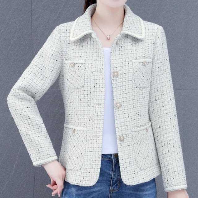 2024 Spring and Autumn New Fashion Mom Clothing Little Flavor Jacket Women's Versatile Slim Suit Middle-aged and Elderly Fashionable Top
