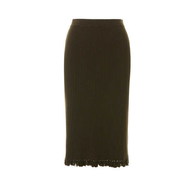 LANCY/Langzi 2024 autumn new knitted straight mid-length high-waisted skirt high-end elegant commuter skirt
