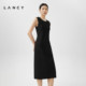 LANCY/Langzi 2024 spring new sleeveless round neck knitted dress for women black slimming and high-end skirt
