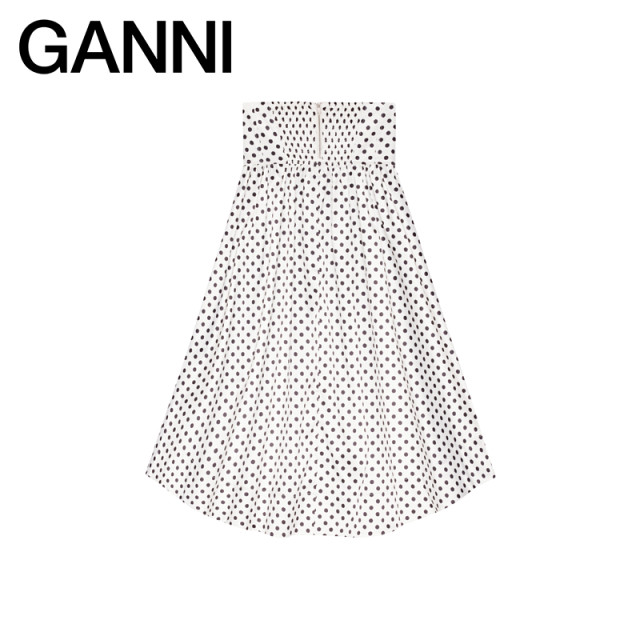 GANNI women's clothing double-layer satin drooping trumpet polka dot skirt long skirt W0641135

