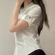 Mountain tea and book original JK college wind embroidery shirt summer slimming, thin waist, wild white blue short sleeve top
