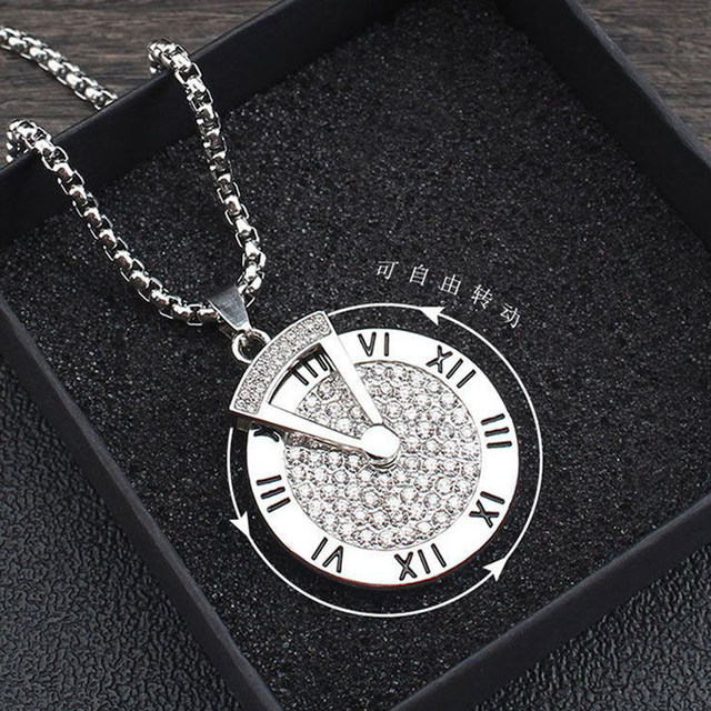 Roman numerals titanium steel necklace men's non-fading long sweater chain 2025 new popular clavicle chain women's pendant