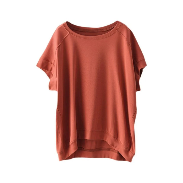 High-end solid color short-sleeved top in summer new versatile and fashionable age-reducing loose meat-covering T-shirt for women's fashion