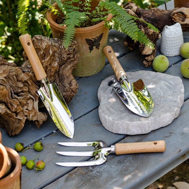 Stainless steel small shovel gardening tool three-piece set household flower shovel gardening tool for digging wild vegetables, weeding and loosening soil