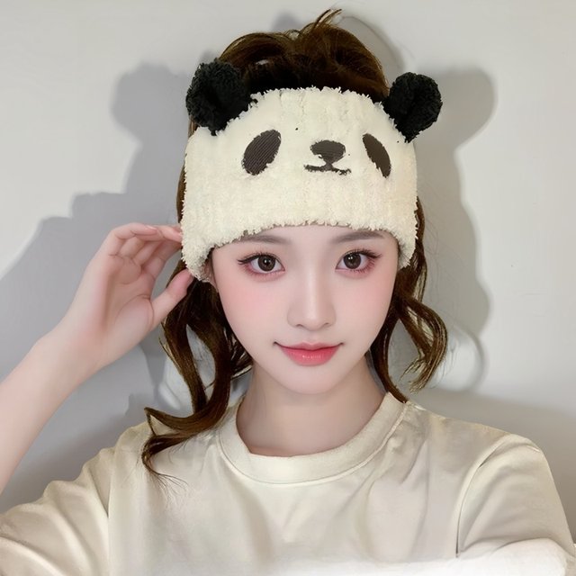 Autumn and winter cute bear ears wide-brimmed headband postpartum confinement hat scarf outdoor windproof warm ear protection headband for women