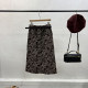 Sweet style autumn and winter new style 17ran age-reducing Chinese style printed literary style hem to make you look slim with belt skirt for women