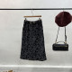 Sweet style autumn and winter new style 17ran age-reducing Chinese style printed literary style hem to make you look slim with belt skirt for women