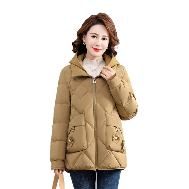 Off-season sale clearance Yalu middle-aged mother winter down jacket fashionable warm windproof hooded loose coat for women