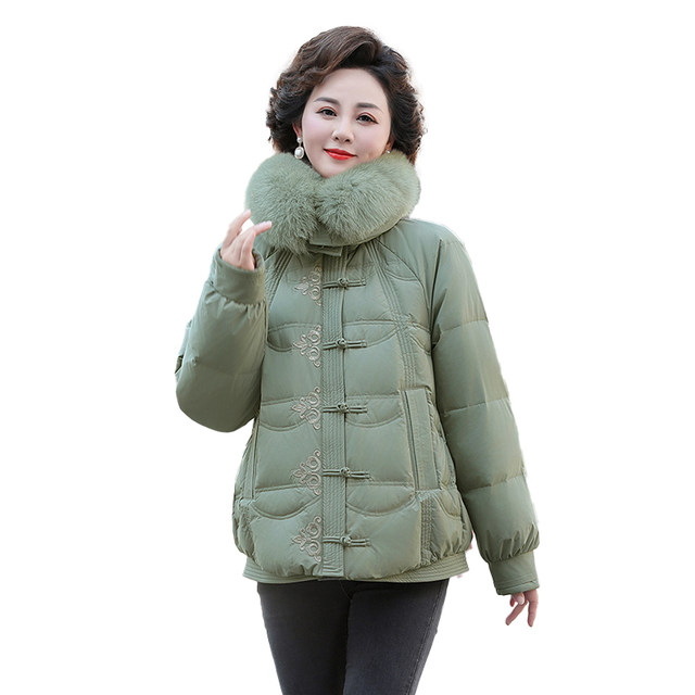 Yalu middle-aged and elderly mothers dressed down jacket for women short 2025 new women's winter clothes fox fur collar thermal jacket