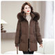 Yalu Mama Down Jacket Women's 2025 Winter New Mid-Length Style Fur Collar Thickened Jacket for Middle-aged and Elderly People