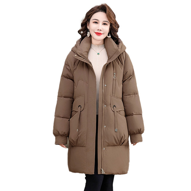 Yalu mother winter down jacket for women 2025 new fashionable mid-length windproof hooded warm middle-aged and elderly jacket
