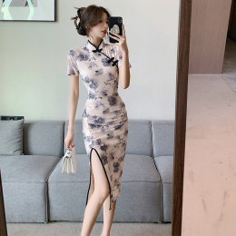 Retro style new Chinese improved cheongsam high-end exquisite temperament girlish ink-printed dress spring and summer