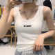 Anti-exposure gray suspender vest for women wearing wide shoulder straps for summer spring and autumn short-sleeved inner bottom shirt to make them look slim top