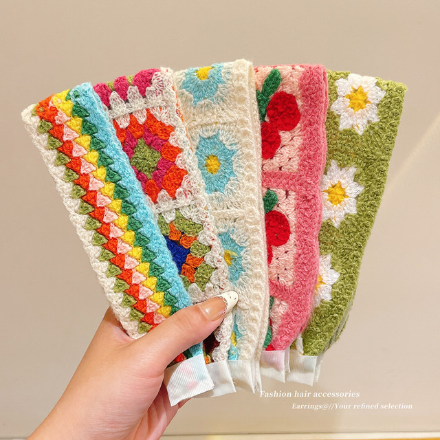 Knitted wool Li Qin's same style sticky hair headband Velcro hair stickers bangs stickers magic stickers for bathing