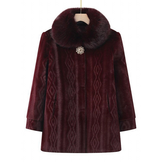Elderly women's winter mink coat grandma's mink velvet plus velvet coat noble imitation fur mid-length mother's wear
