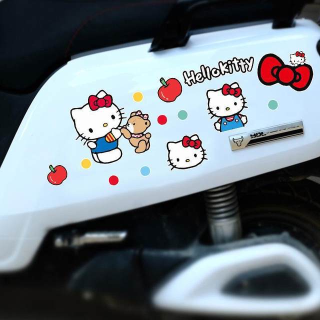 
Cute cartoon KT cat motorcycle electric car sticker scratches block battery car helmet decorative laptop sticker