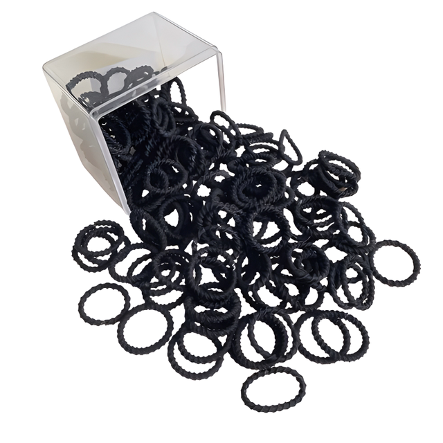 Durable rubber band that won’t hurt your hair. Black thumb scrunchie and headband. Small rubber band that has good elasticity and won’t hurt your hair.