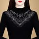 Thickened velvet bottoming shirt for women, autumn and winter style hot diamond top, mom style, belly-covering, long-sleeved, half-high collar