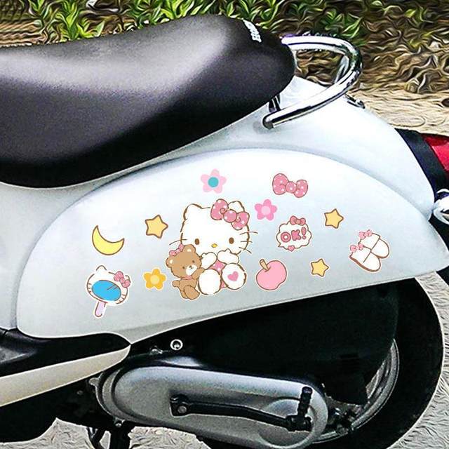 
Cute cartoon KT cat motorcycle electric car sticker scratches block battery car helmet decorative laptop sticker