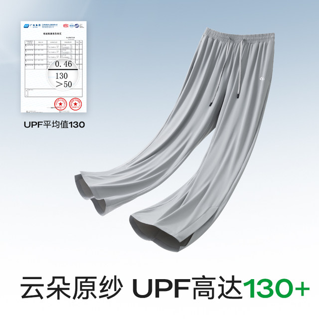 Mushroom grandmaster large size ice silk sunscreen pants for women 2025 new summer thin wide-leg slightly slim sports casual speed drying