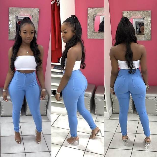 2664# new style small feet pants wish Amazon ebay cross-border European and American solid color tight stretch small feet pants for women
