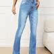 PD08280# Amazon eaby cross-border wish European and American women's clothing, stretch mid-waist micro-tender European and American jeans
