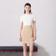 One-length contrasting color short sleeve contrasting color slim workplace casual and fashionable dress
