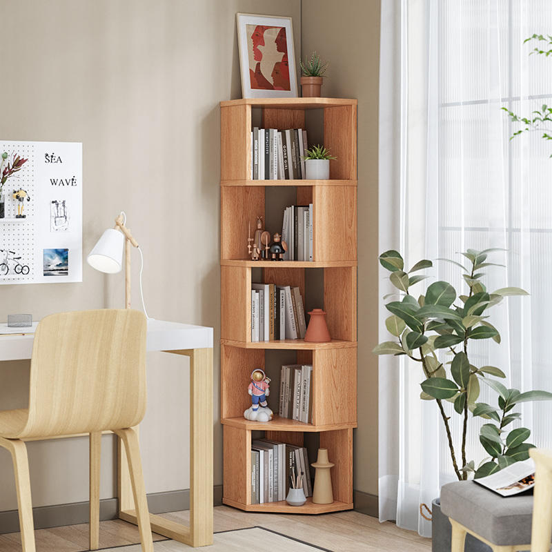 拐角书架实木儿童转角书柜简易办公室置物架客厅书本收纳架阅读架