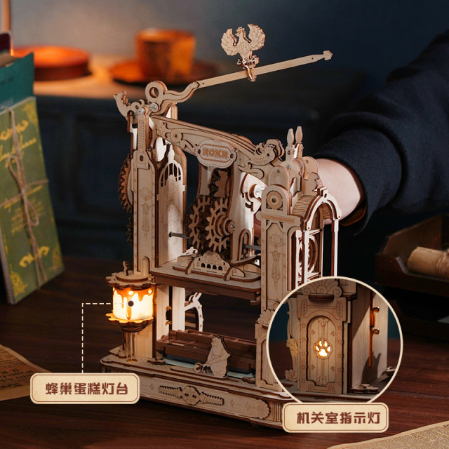 Ruoke Printing Workshop movable type printing 3d three-dimensional puzzle mechanical transmission wooden assembly model Valentine's Day gift