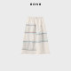 8ON8 white plaid spliced ​​nylon skirt 2025 spring new midi skirt A-line skirt casual and fashionable